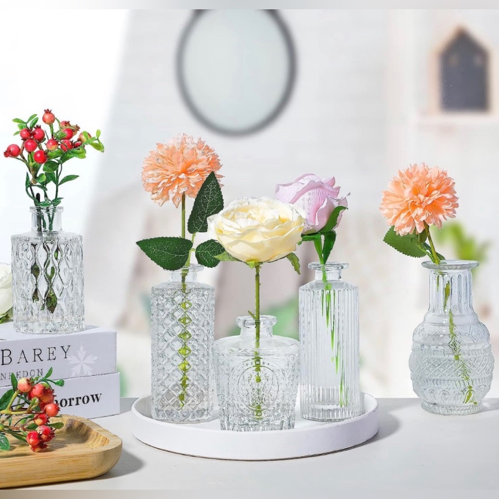 Glass Vases Vintage Style Set of 4 NEW